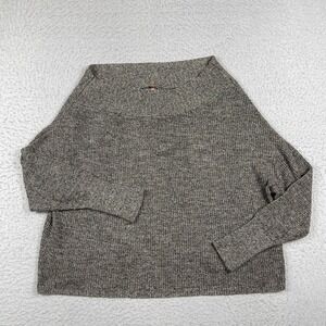 Free People Sweater XS Gray Boxy Stretch Top Minimalist Neutral Career Boho Work